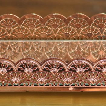 Cod 967 - Bandeja Requinte Arabesco Rose Gold - 12 x 22 cm