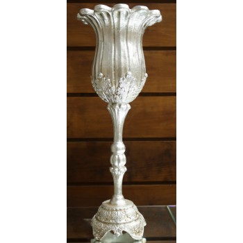 Cod 976 - Vaso de Resina Prata Antigo - 87 cm