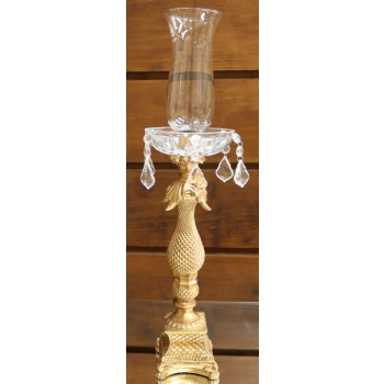 Cod 130 - Castiçal Folha Ouro com cristais - 45 cm