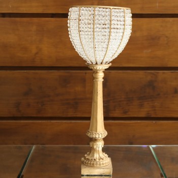 Cod 387 - Vaso Pé de Resina Dourado Cristais - 60 cm