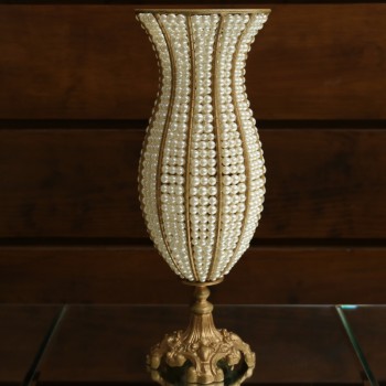 Cod 210 - Ânfora Dourada Perolas - 50 cm