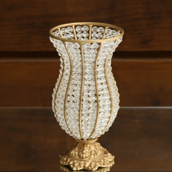 Cod 428 - Mini Ânfora Dourada Cristais - 24 cm