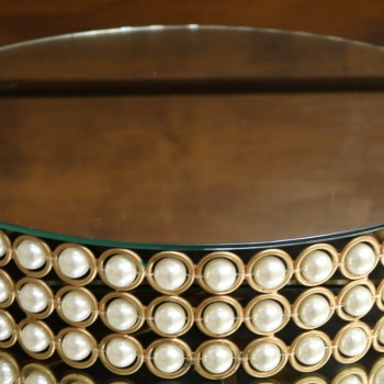 Cod 433 - Boleira Dourada Perolas 45 cm Ø - 10 cm alt