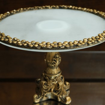 Cod 1114 - Boleira Italiana Dourada Envelhecida - Red. 35 cm Ø - Pé 23 cm