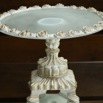 Cod 620 - Boleira Branca Provençal Flores - Red. 35 cm Ø - Pé 20 cm